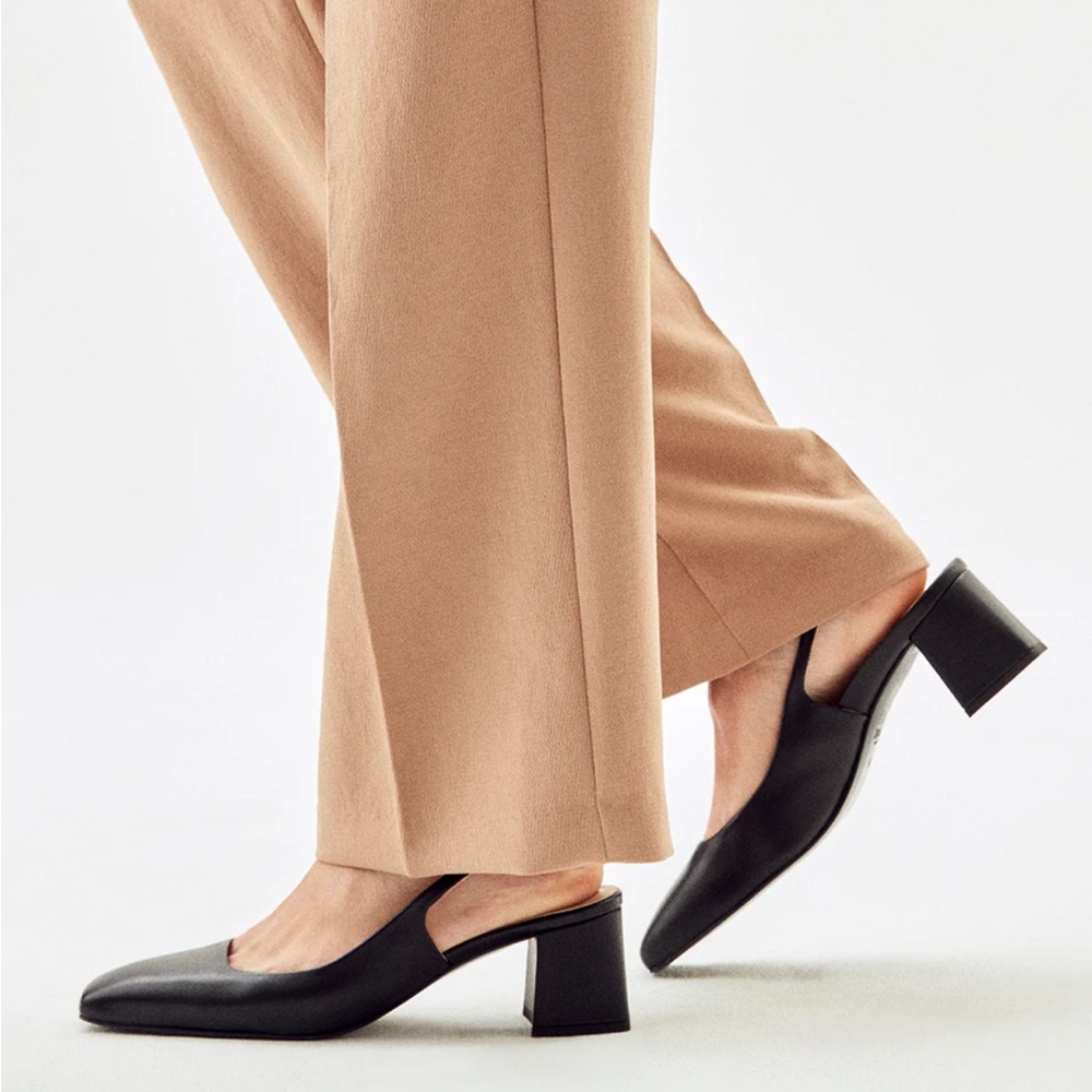 INEZ Black Leather Slingback Heels - Picture 8 of 9